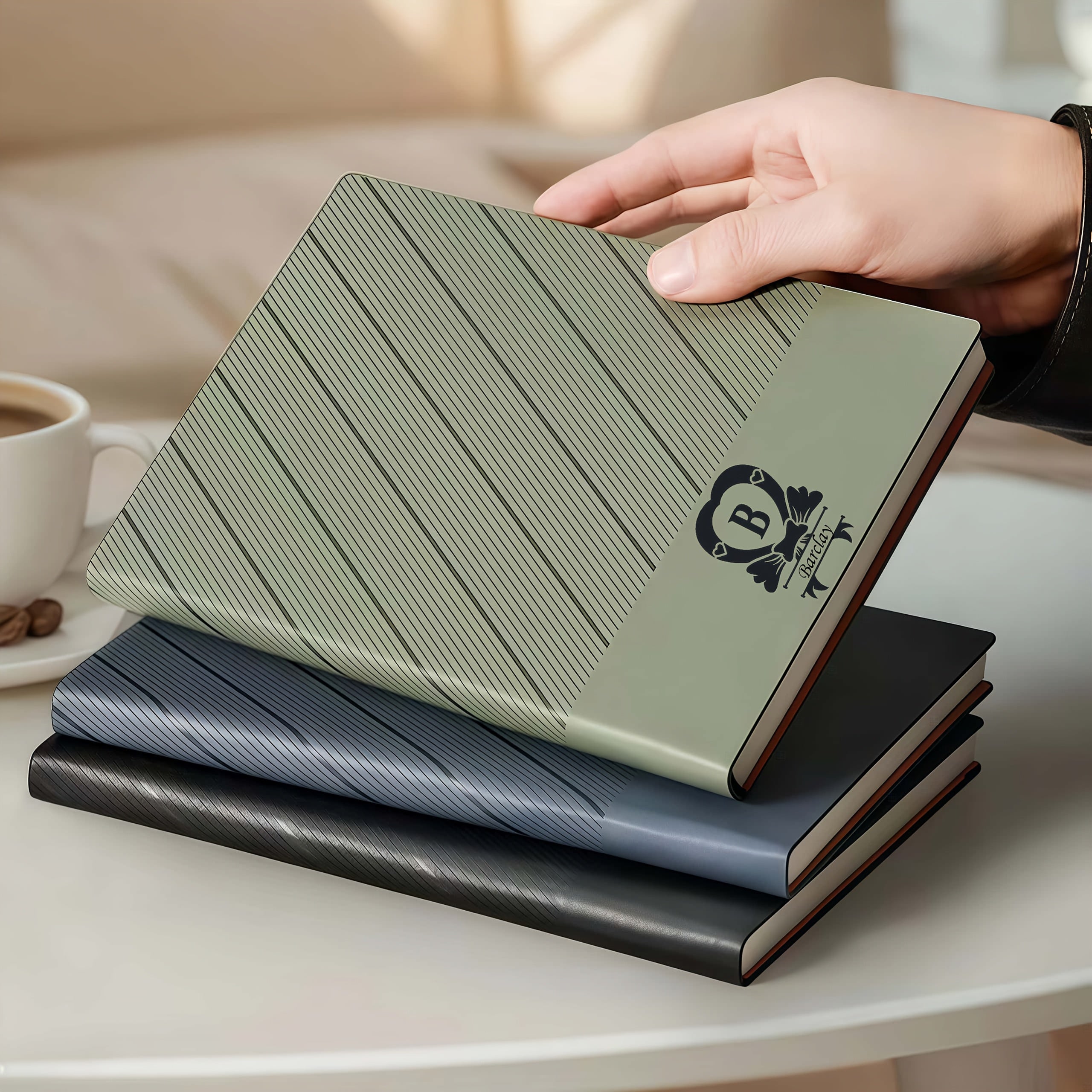 Personalized A5 Notebook Set with Pen Red Faux Leather Journal