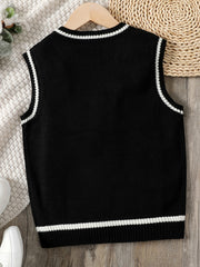Kids Sleeveless V Neck Knitted Sweater Vest