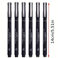 6 Tip Sizes Drawing Pens Fine Single Needle Technology Ink