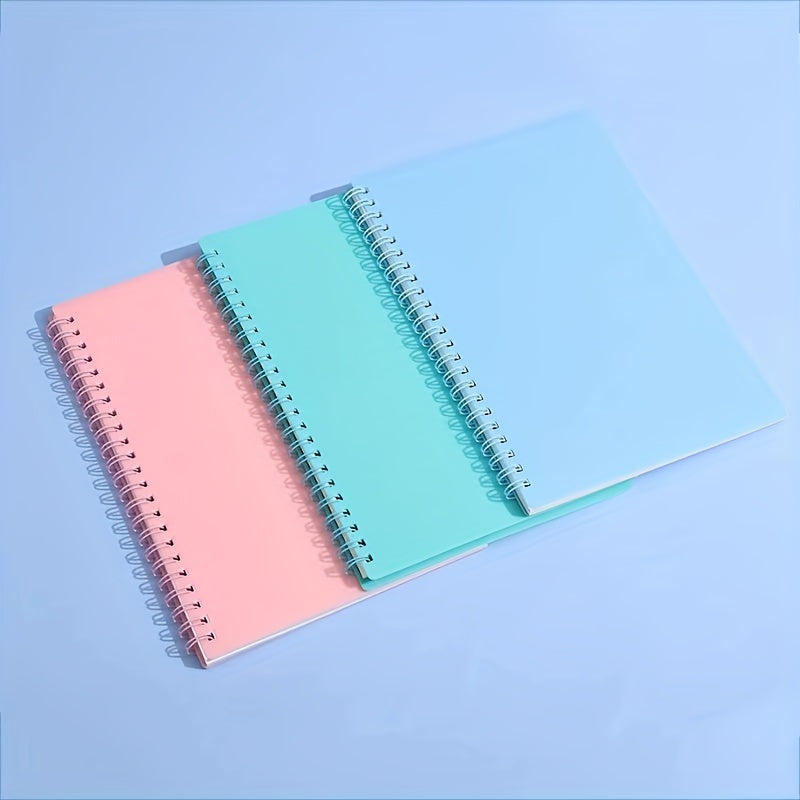 1pc A5 Spiral Notebook Plastic Hardcover 8mm Ruled 358 Sheets Light Pink/Green