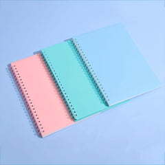 1pc A5 Spiral Notebook Plastic Hardcover 8mm Ruled 358 Sheets Light Pink/Green