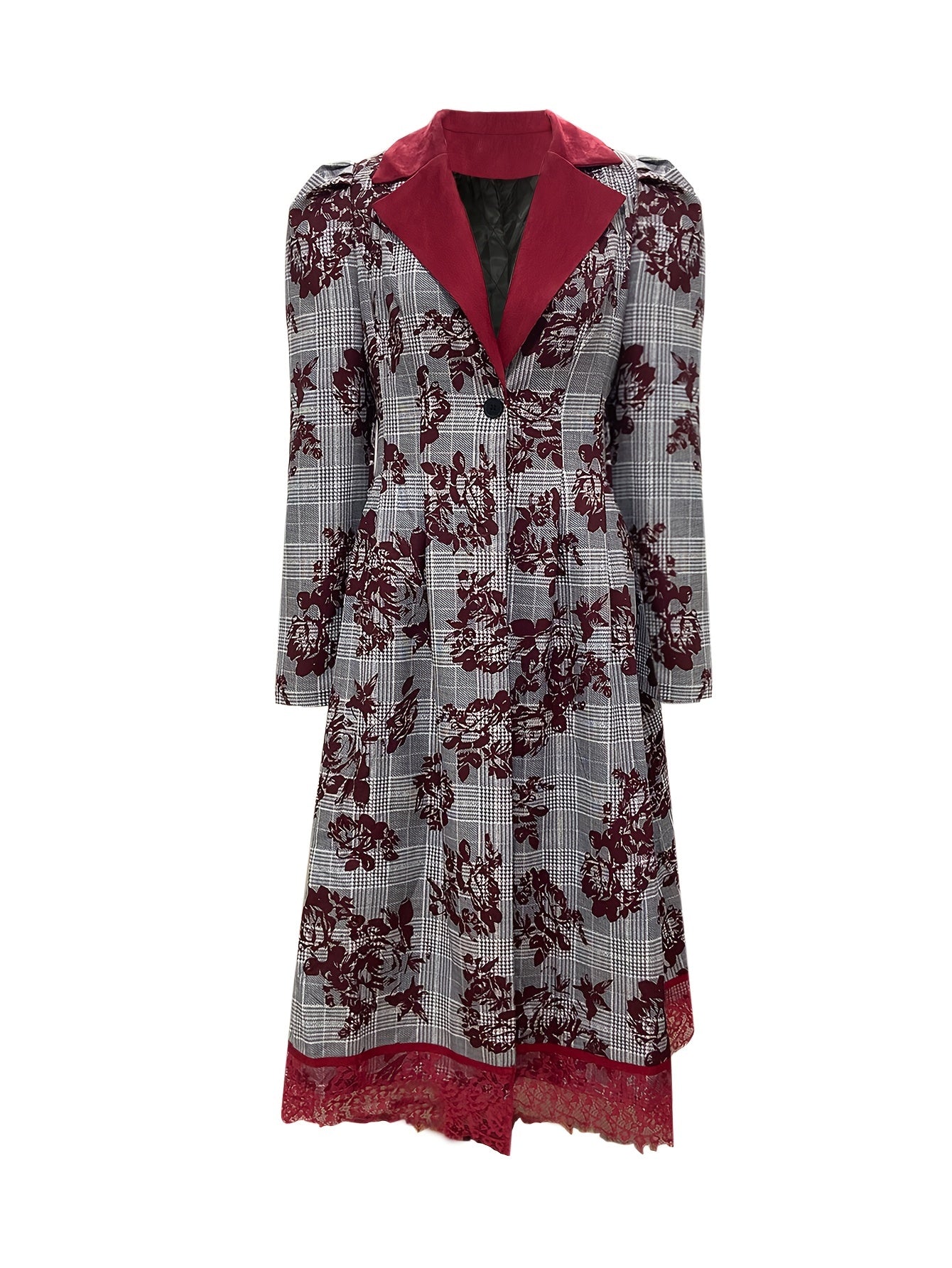 Vintage Lace Button Front Coat Long Sleeve Outerwear
