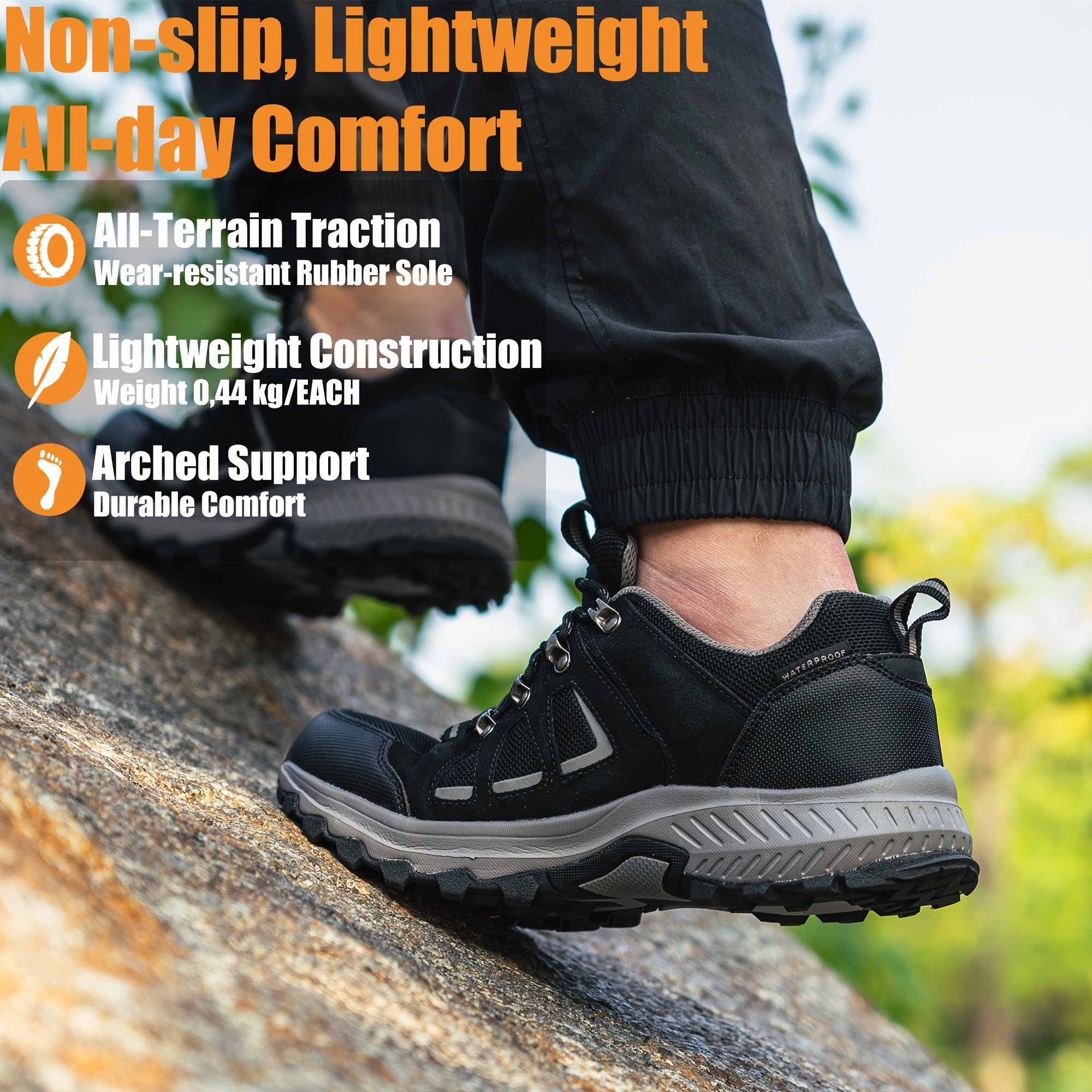 Men's Durable Hiking Boots Non Slip Lace Up Shoes For Outdoor Activities