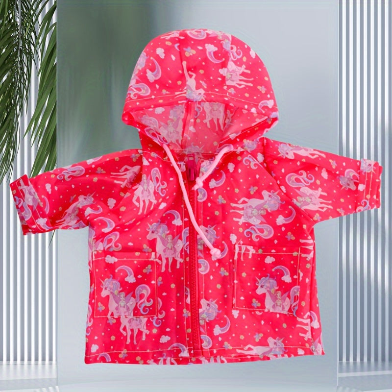 Bright Pink Dinosaur & Red Unicorn Doll Jacket with Zipper Closure