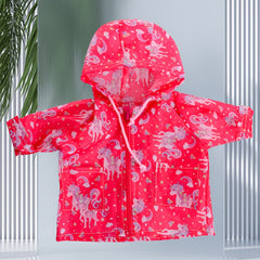 Bright Pink Dinosaur & Red Unicorn Doll Jacket with Zipper Closure