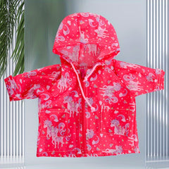 Bright Pink Dinosaur & Red Unicorn Doll Jacket with Zipper Closure