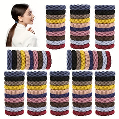 100pcs Seamless Cotten Thick Hair Tie No Crease Elastic Ponytail Holder