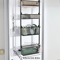 6 Tier Over Door Pantry Storage Organizer with 6 Baskets