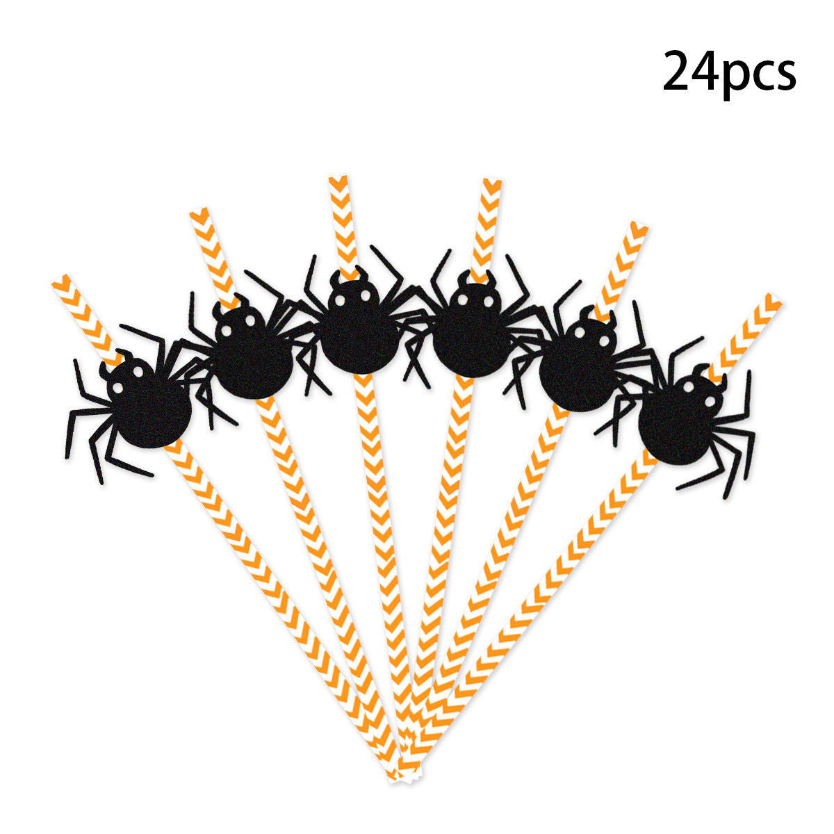 24pcs Halloween Straws Skeleton Spider Cup Drink Decoration