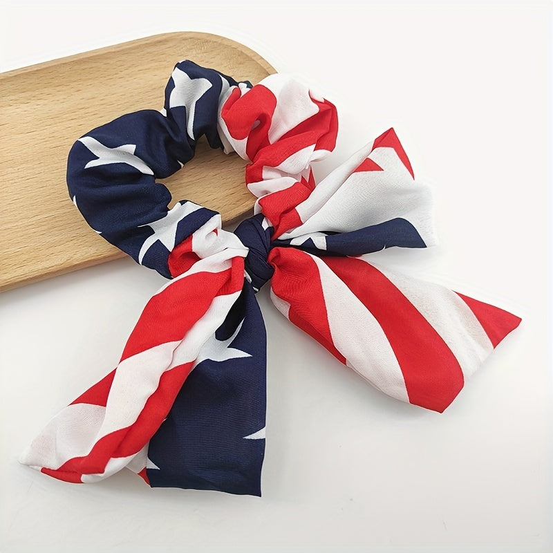 American Flag Scrunchies Rabbit Ears Hair Tie Ponytail Holder