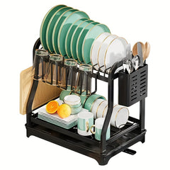 Double Layer Storage Rack with Cutting Board