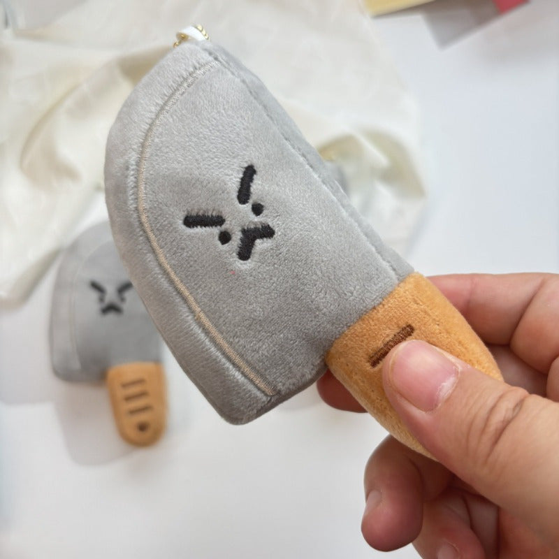 2pcs Kitchen Plush Pendant Angry Expression Funny Mini Backpack Keychain Gift