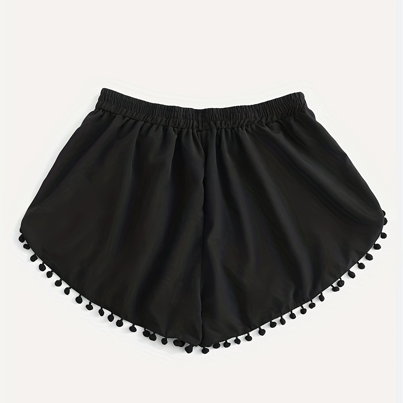  Vacay Shorts Women's Plus Elastic Pompom Trim Stretch Shorts