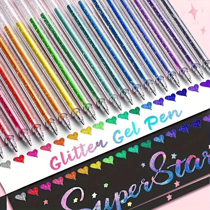 36pcs Glitter Gel Pen Set with Smooth Writing & Vibrant Colors for Journaling