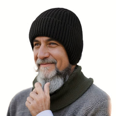 Men's Velvet Ear Protection Knitted Hat for Middle-Aged