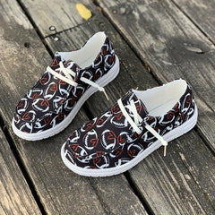 Women's Skateboard Shoes with Rugby Ball Love Heart Pattern