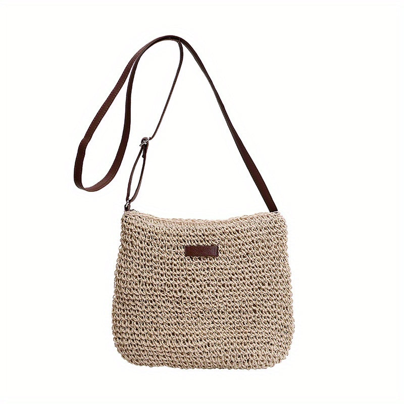 Straw Beach Bag Women's Woven Crossbody Shoulder Bag For Holiday