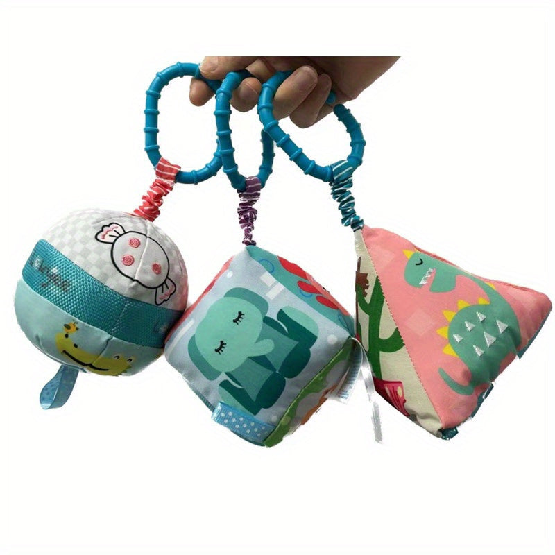 3pc Baby Rattle Plush Toys Set Sensory Cloth Ball