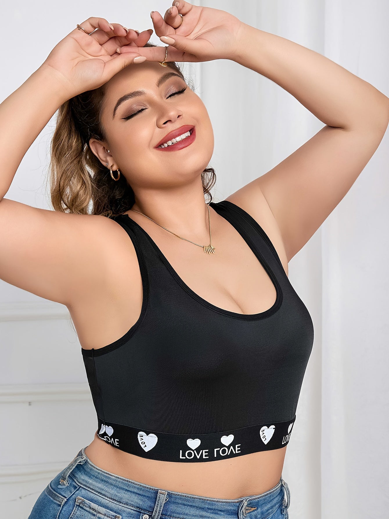  Women's Sports Bra Contrast Letter Tape Racer Back Seamless Yoga