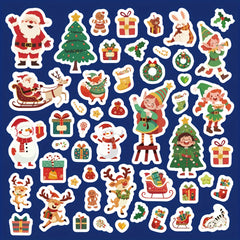 50 Christmas Stickers Waterproof Double Sided Santa Deer & Holiday Designs