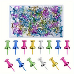 100pcs Colorful Push Pins Standard Plastic Golden Thumb Tacks