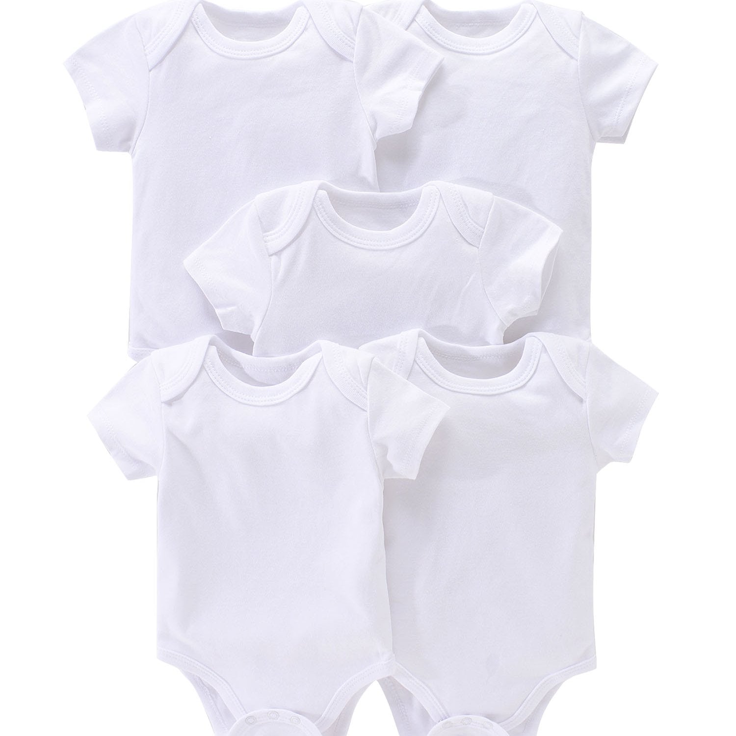 5pcs Newborn Solid Romper Short Sleeve Bodysuit Summer Clothes