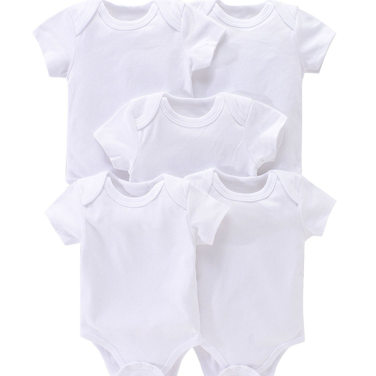 5pcs Newborn Solid Romper Short Sleeve Bodysuit Summer Clothes