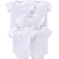 5pcs Newborn Solid Romper Short Sleeve Bodysuit Summer Clothes