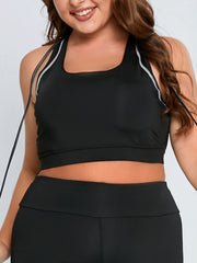  Colorblock Round Neck Cut Out Sports Bra