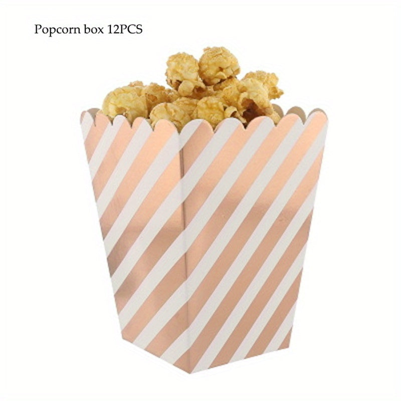 12pcs Festive Rose Popcorn Boxes - Stylish Candy and Snack Containers