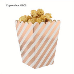 12pcs Festive Rose Popcorn Boxes - Stylish Candy and Snack Containers