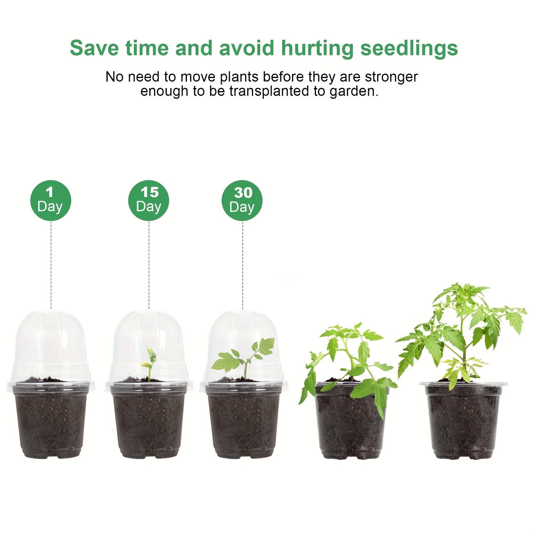 30 Clear Nursery Pots with Humidity Domes 10-16 cm - Seed Starter Pots