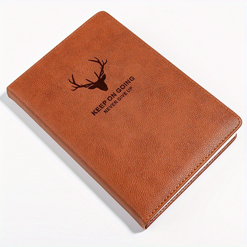 Vintage Deer Head Printed Leather Notebook A5