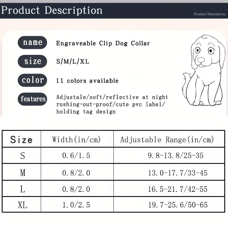 Reflective Dog Collar Night Walking Soft Comfortable Durable Buckle