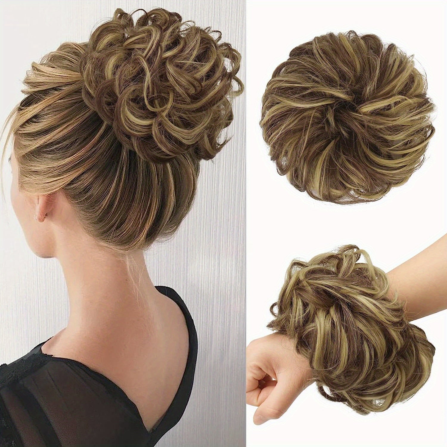 Synthetic Messy Bun Scrunchies Wavy Chignon Ponytail Hair Extensions