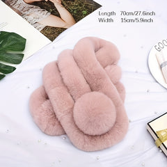 Soft Rabbit Fur Neck Scarf Winter Warm Casual Outdoor Scarf