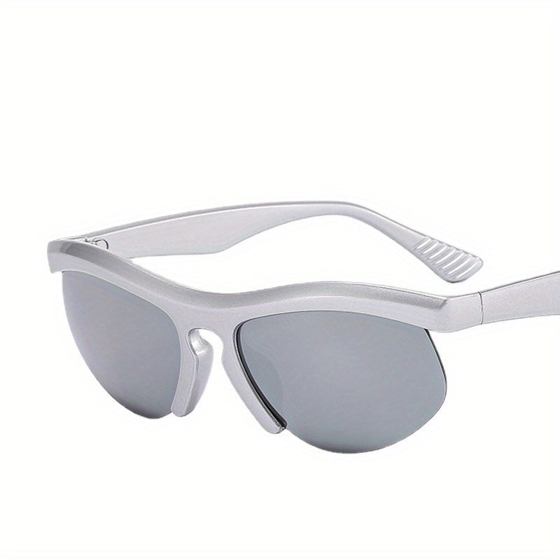 Y2K Semi Rimless Sunglasses Hip Hop Block Anti Glare UV400