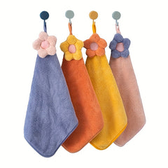 Flower Pattern Fingertip Towel Coral Fleece Quick Drying Absorbent Soft Towel