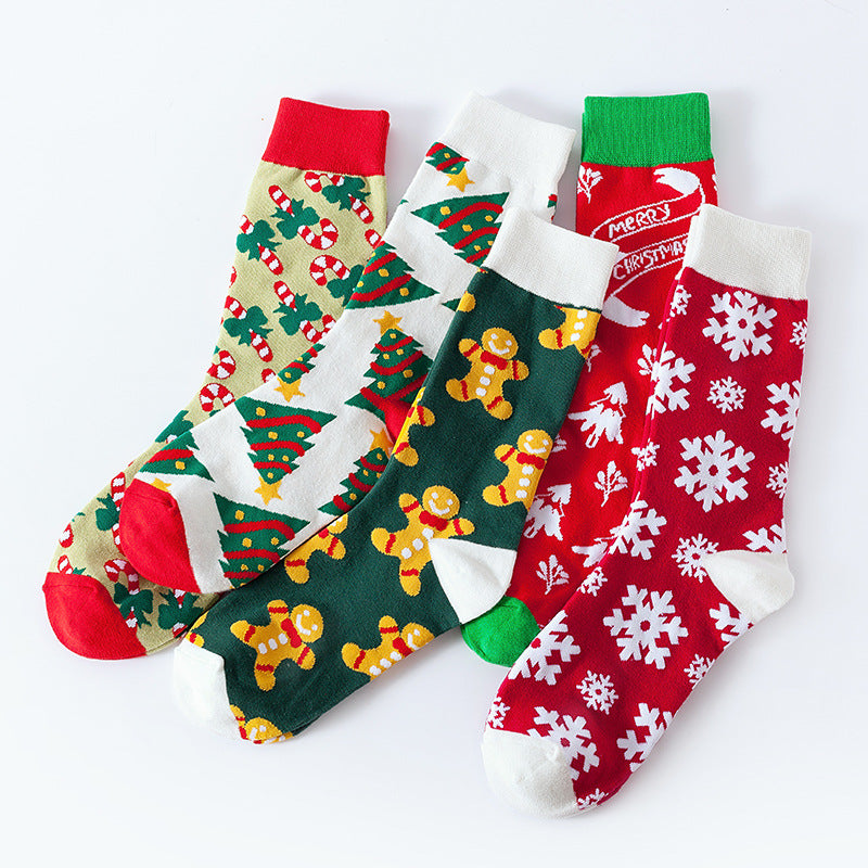 5 Pairs Christmas Socks Funny Unisex Crew Socks Xmas Novelty Cozy Cotton Sock