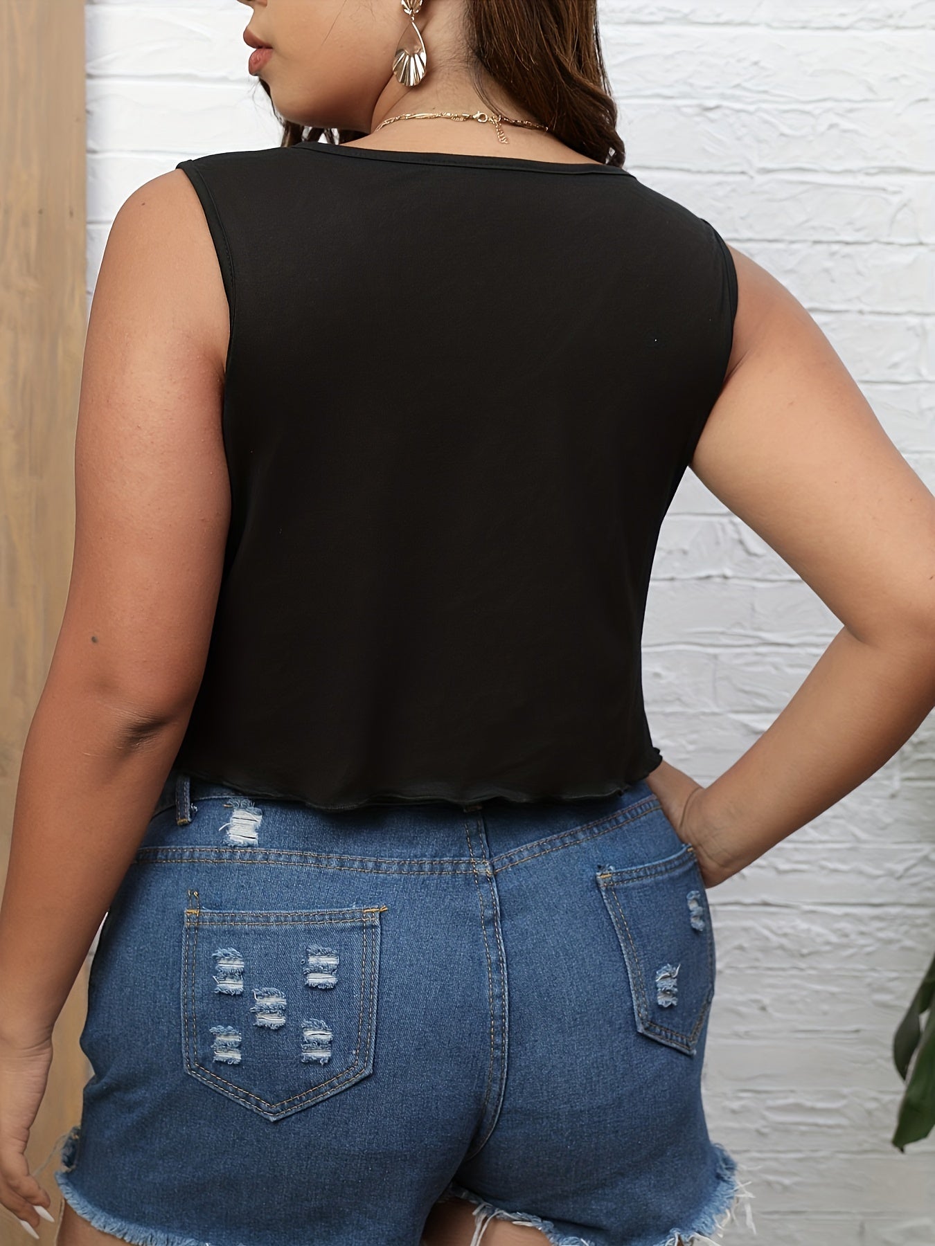  Sexy Tank Top Women's Plus Plain Knot Front V Neck