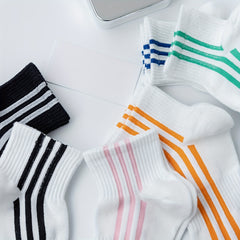 6 Pairs Striped Short Socks Soft & Breathable Crew Sports Socks