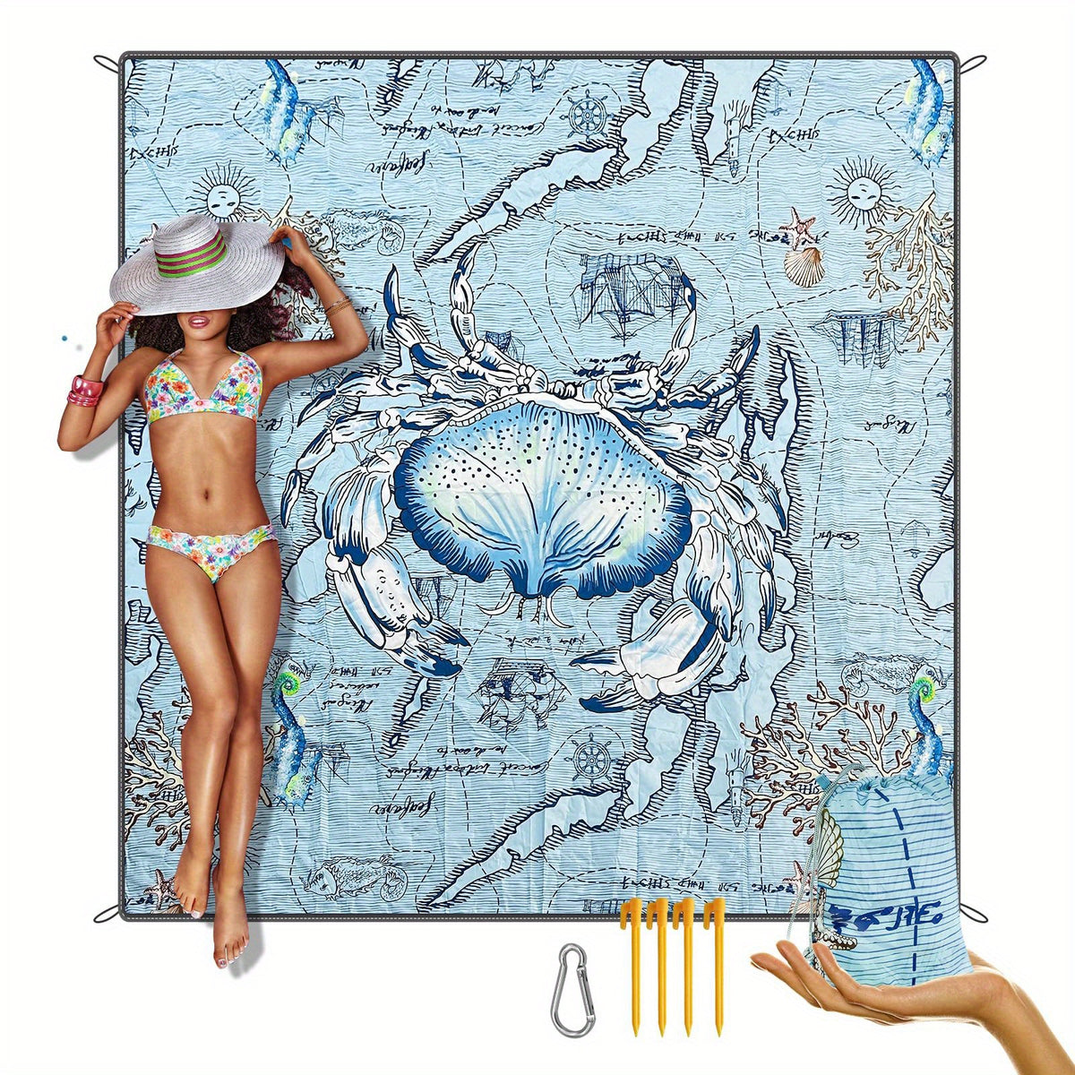 Oversized Pocket Blanket for Summer Travel Camping Picnic Beach Activities