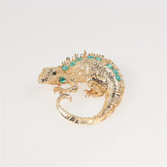 Rhinestone Chameleon Lizard Brooch for Men and Women