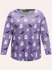  Ghost & Bat Print T-shirt & Shorts Set