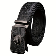 Crocodile Pattern Leather Belt for Business Pants