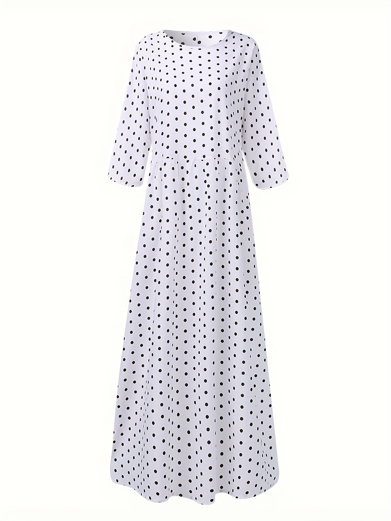  Polka Dot Print Half Sleeve Maxi Dress