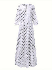  Polka Dot Print Half Sleeve Maxi Dress