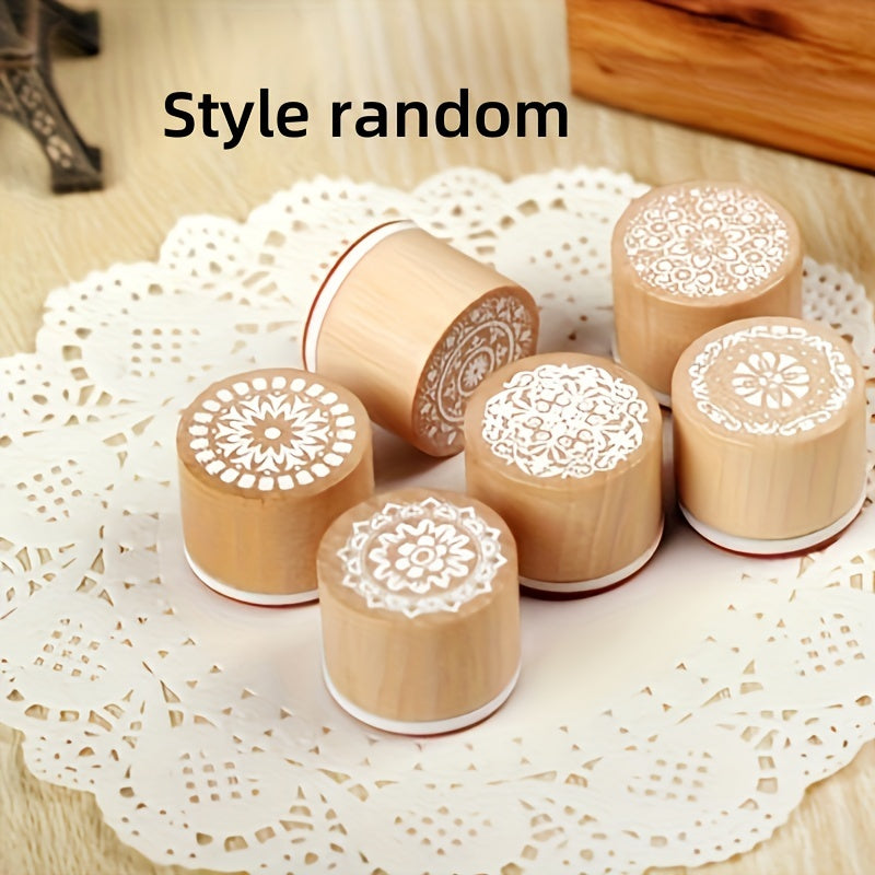 6pcs Floral Engraving Pattern Rubber Stamp for Scrapbooking DIY Craft