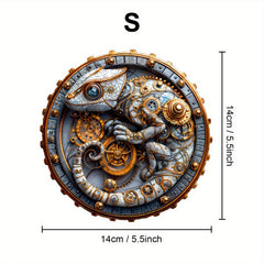 Steampunk Chameleon Wooden Puzzle with Golden Gears