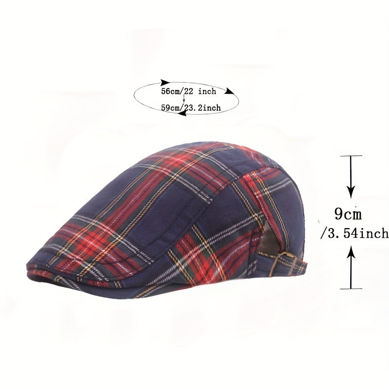 British Style Classic Plaid Vintage Beret Print Casual Cap